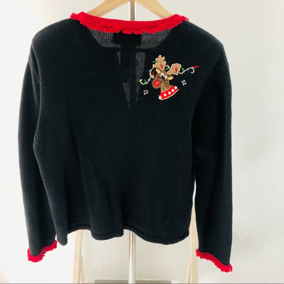 Tiara Christmas Holiday Cardigan Sweater Zips Up 2003 Reindeer Size XL Petite - Picture 6 of 12